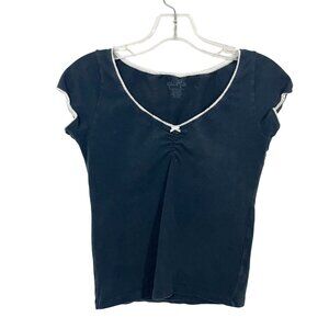 Brandy Melville John Galt Gina Bow Cinched Top Baby Tee - One Size